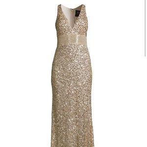 Mac Duggal long sequin Gold formal
